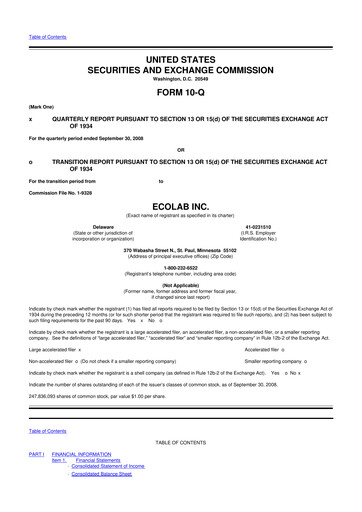 Thumbnail Ecolab 10-Q Quarterly Report FY 