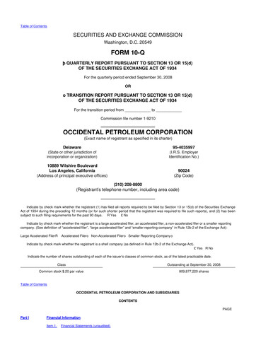 Thumbnail Occidental Petroleum 10-Q Quarterly Report FY 