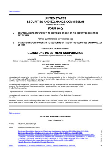 Thumbnail Gladstone Investment 10-Q Quarterly Report FY 