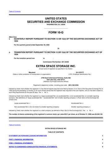 Vorschaubild Extra Space Storage
 10-Q Quartalsbericht  