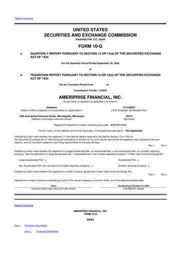 Thumbnail Ameriprise Financial
 10-Q Quarterly Report FY 