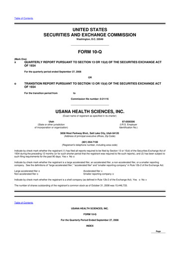 Thumbnail USANA 10-Q Quarterly Report FY 