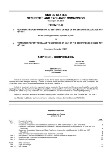 Thumbnail Amphenol 10-Q Quarterly Report FY 