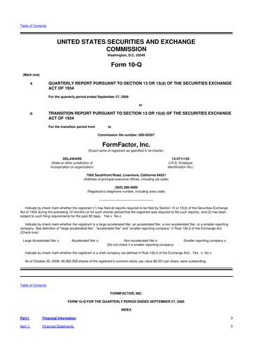 Thumbnail FormFactor 10-Q Quarterly Report FY 