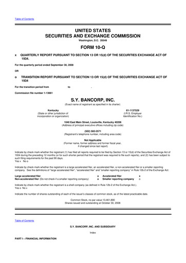 Thumbnail Stock Yards Bancorp 10-Q Quarterly Report FY 