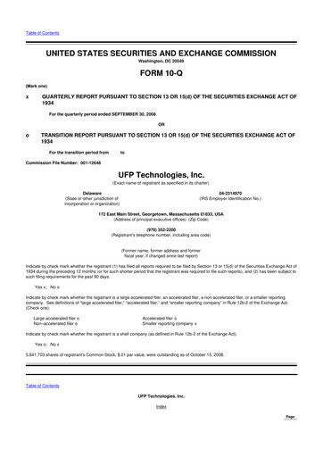 Vorschaubild UFP Technologies
 10-Q Quartalsbericht  