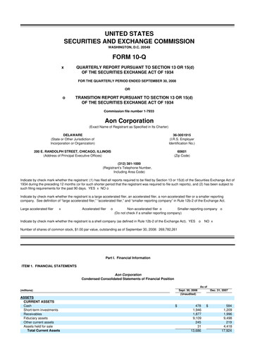 Thumbnail Aon 10-Q Quarterly Report FY 