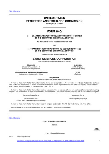 Vorschaubild Exact Sciences 10-Q Quartalsbericht  