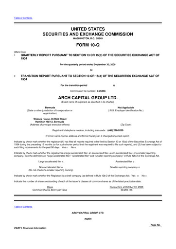 Vorschaubild Arch Capital 10-Q Quartalsbericht  
