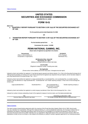 Thumbnail PENN Entertainment
 10-Q Quarterly Report FY 