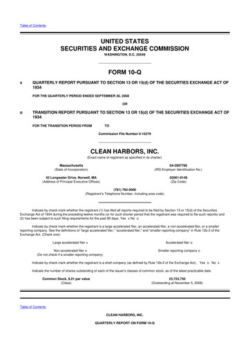 Thumbnail Clean Harbors
 10-Q Quarterly Report FY 