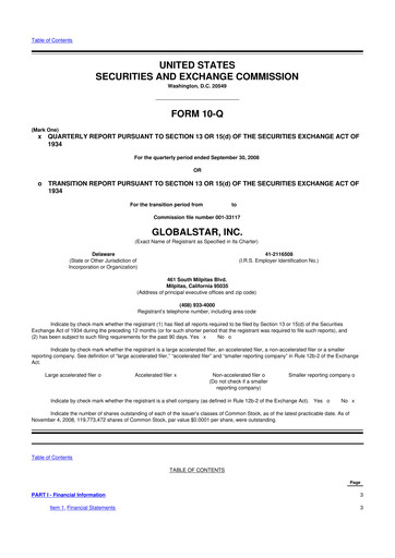 Thumbnail Globalstar
 10-Q Quarterly Report FY 