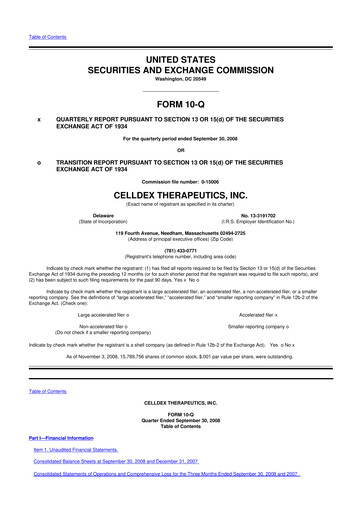 Thumbnail Celldex Therapeutics 10-Q Quarterly Report FY 