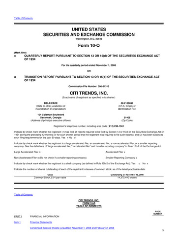 Thumbnail Citi Trends, Inc. 10-Q Quarterly Report FY 