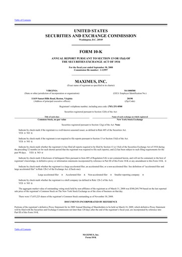 Thumbnail Maximus 10-K Annual Report 