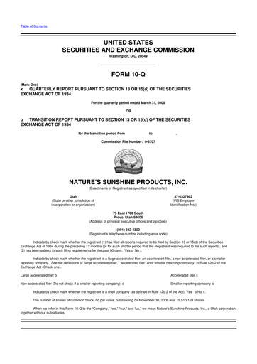 Thumbnail Nature's Sunshine Products 10-Q Quarterly Report FY 