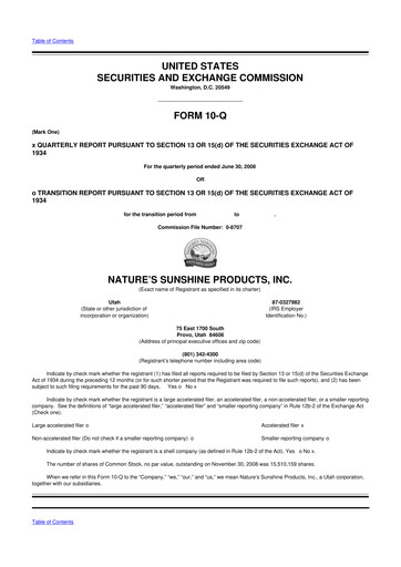 Thumbnail Nature's Sunshine Products 10-Q Quarterly Report FY 