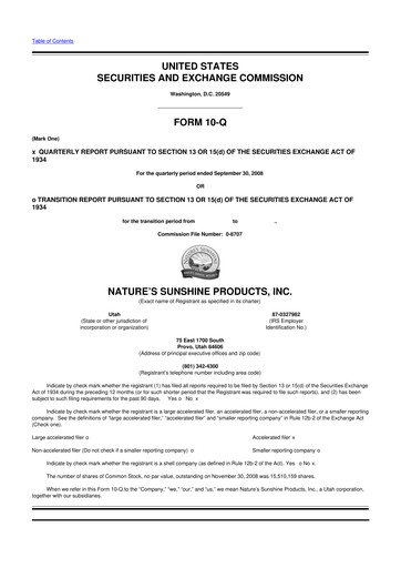 Thumbnail Nature's Sunshine Products 10-Q Quarterly Report FY 