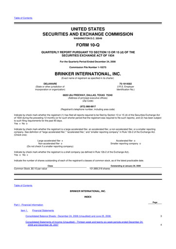 Thumbnail Brinker International
 10-Q Quarterly Report FY 