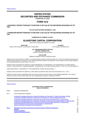 Thumbnail Gladstone Capital Corporation 10-Q Quarterly Report FY 