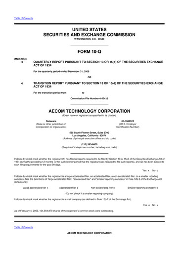 Thumbnail AECOM 10-Q Quarterly Report FY 