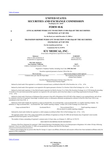 Thumbnail ICU Medical
 10-K Annual Report 