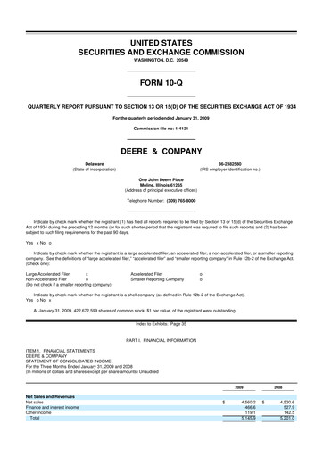 Thumbnail Deere & Company (John Deere) 10-Q Quarterly Report FY 