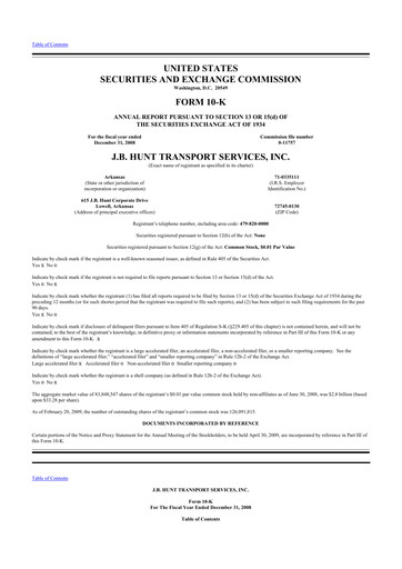 Thumbnail J. B. Hunt
 10-K Annual Report 