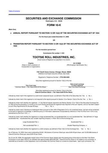 Thumbnail Tootsie Roll Industries
 10-K Annual Report 