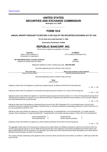 Thumbnail Republic Bank 10-K Annual Report 