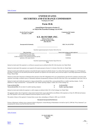 Thumbnail Stock Yards Bancorp 10-K Annual Report 