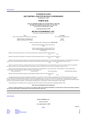 Thumbnail Rush Enterprises
 10-K Annual Report 