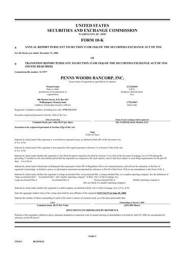 Vorschaubild Penns Woods Bancorp 10-K Jahresbericht 