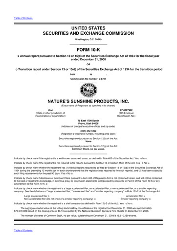 Vorschaubild Nature's Sunshine Products 10-K Jahresbericht 