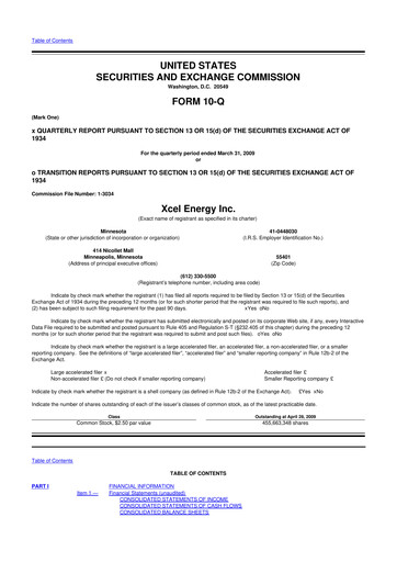 Thumbnail Xcel Energy 10-Q Quarterly Report FY 