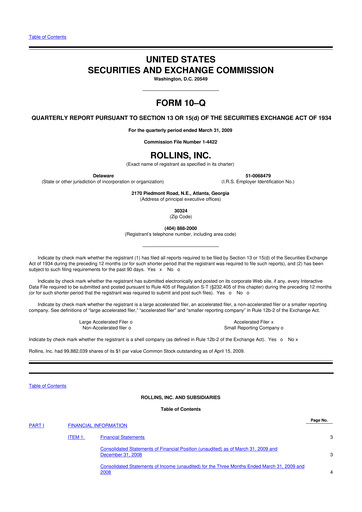 Miniature Rollins 10-Q Rapport trimestriel  