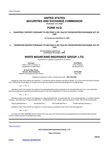 Vorschaubild White Mountains Insurance Group 10-Q Quartalsbericht  