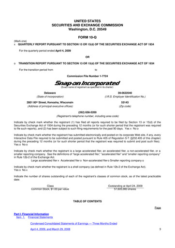 Thumbnail Snap-on 10-Q Quarterly Report FY 