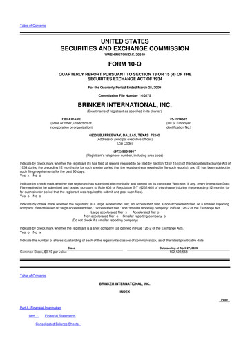 Thumbnail Brinker International
 10-Q Quarterly Report FY 