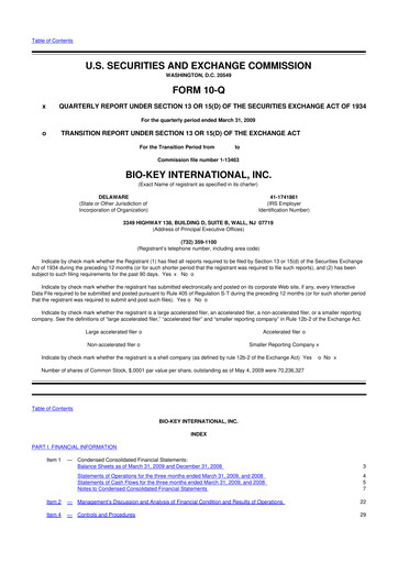 Vorschaubild BIO-key International
 10-Q Quartalsbericht  