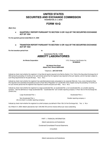 Thumbnail Abbott Laboratories 10-Q Quarterly Report FY 