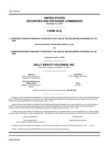 Thumbnail Sally Beauty Holdings 10-Q Quarterly Report FY 
