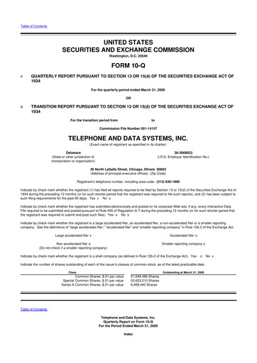 Thumbnail Telephone and Data Systems
 10-Q Quarterly Report FY 