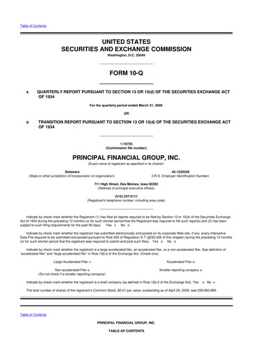 Thumbnail Principal Financial Group 10-Q Quarterly Report FY 