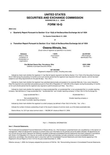 Thumbnail O-I Glass
 10-Q Quarterly Report FY 