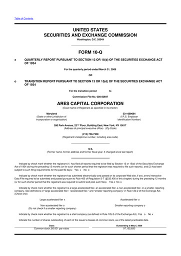 Thumbnail Ares Capital
 10-Q Quarterly Report FY 