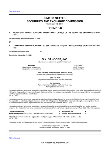 Thumbnail Stock Yards Bancorp 10-Q Quarterly Report FY 