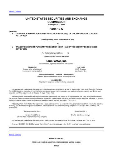 Thumbnail FormFactor 10-Q Quarterly Report FY 