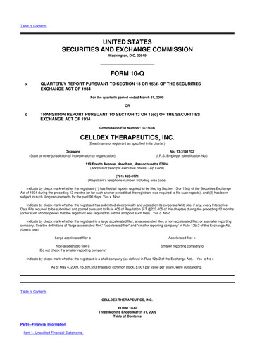 Thumbnail Celldex Therapeutics 10-Q Quarterly Report FY 
