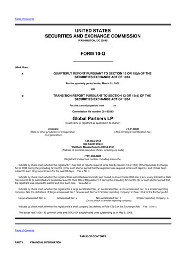Thumbnail Global Partners LP 10-Q Quarterly Report FY 